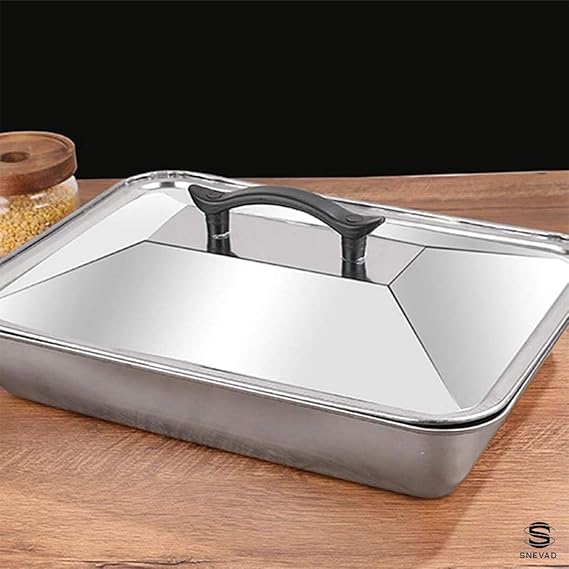 Stainless Steel Square Rectangular Roasting Pan with Steel Lid